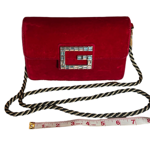 315. Gucci Red Velvet Broadway Bag with COA